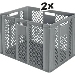 2 Euroboxen / Bäckerkiste, LxBxH 600 x 400 x 410 mm, grau, lebensmittelecht