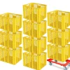 10 Euroboxen, 600x400x410 mm, lebensmittelecht, gelb + GRATIS Transportroller