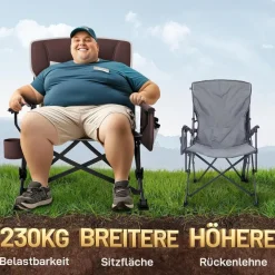 EVER Advanced Campingstuhl Faltbar XL, 230KG belastbar, extra breit mit