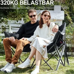 EVER Advanced Campingstuhl Klappbar für 2 Personen, Faltsofa 320KG Belastbar