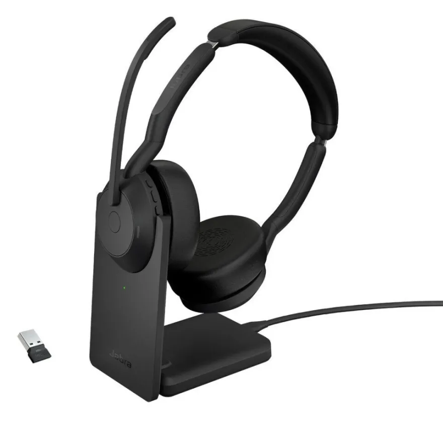Evolve2 55, mit Ladestation (schwarz, Stereo, UC, USB-A, Link380a)