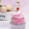 Ewige Rose Engel Figur Geschenk für Mama Oma Weiß + rosa