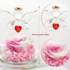 Ewige Rose Engel Figur Geschenk für Mama Oma Weiß + rosa