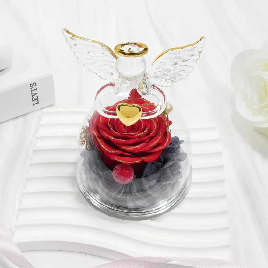 Ewige Rose Engel Glaskuppel Geburtstagsgeschenk Frau Mutter Weihnachten