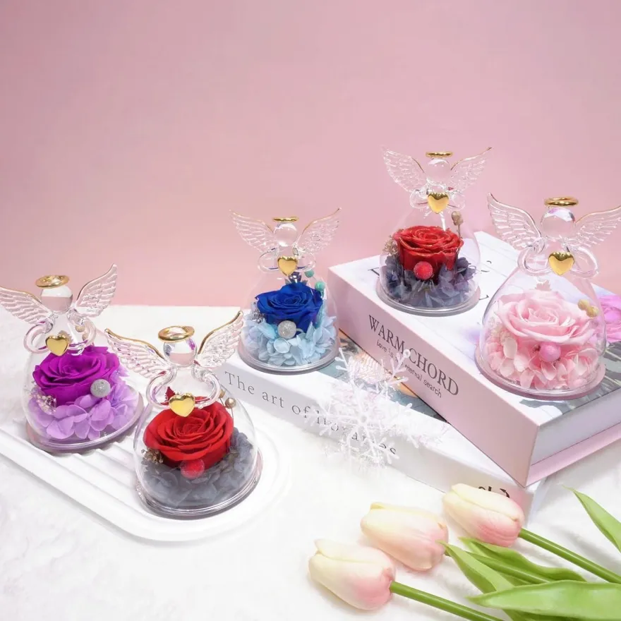 Ewige Rose Engel Glaskuppel Geburtstagsgeschenk Frau Mutter Weihnachten