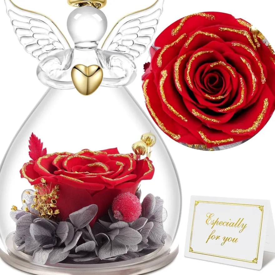 Ewige Rose Engel Glaskuppel Geburtstagsgeschenk Frau Mutter Weihnachten
