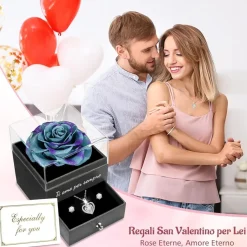 Ewige Rote Rose mit Herz Halskette Geschenk für Frauen - Muttertag Weihnachten