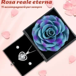 Ewige Rote Rose mit Herz Halskette Geschenk für Frauen - Muttertag Weihnachten