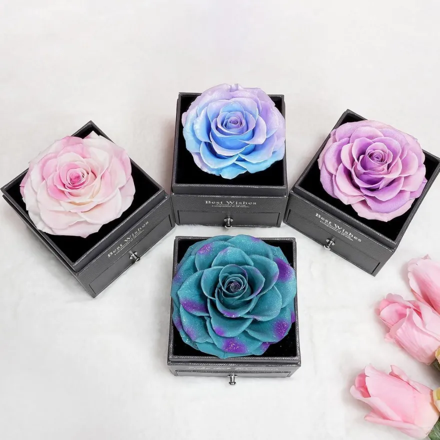 Ewige Rote Rose mit Herz Halskette Geschenk für Frauen - Muttertag Weihnachten