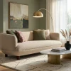 Exklusiver Beiges Polstersofa Designer Creme Sofa Wohnzimmer 3-er
