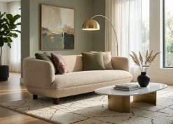 Exklusiver Beiges Polstersofa Designer Creme Sofa Wohnzimmer 3-er