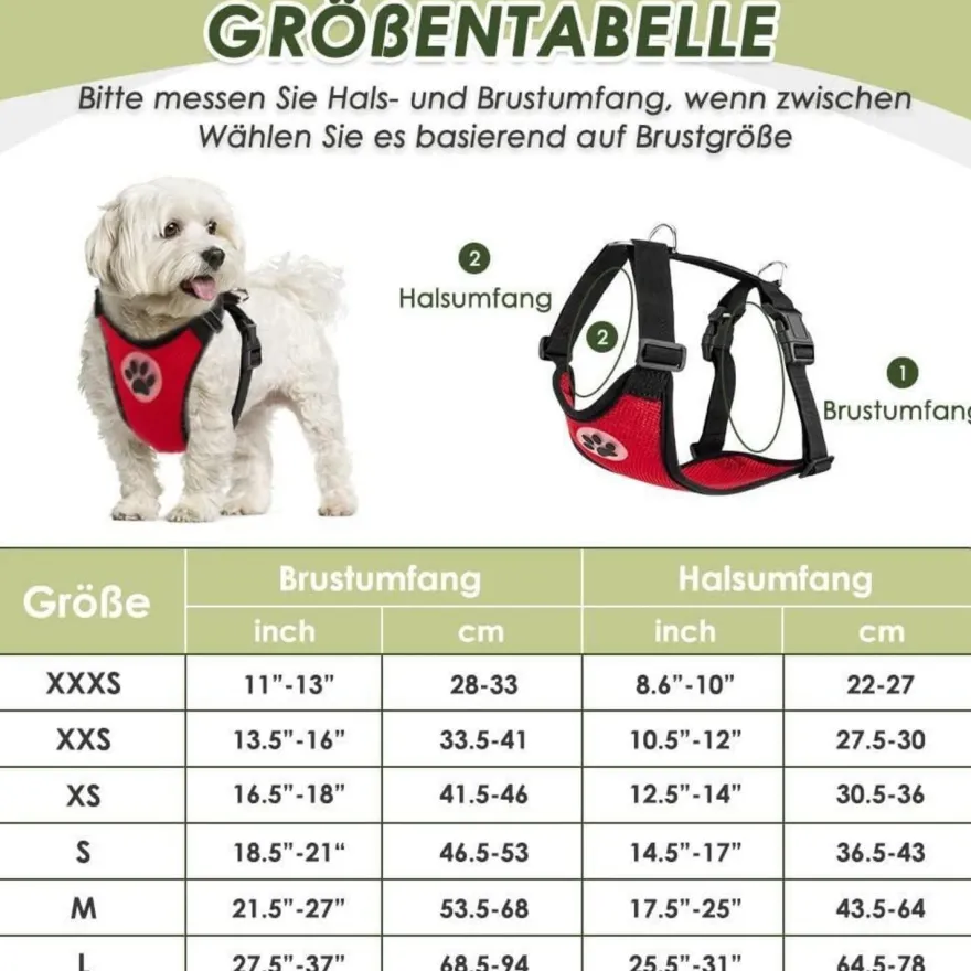 Eyein Hundegeschirr mit Sicherheitsgurt für Auto, atmungsaktiv, verstellbar