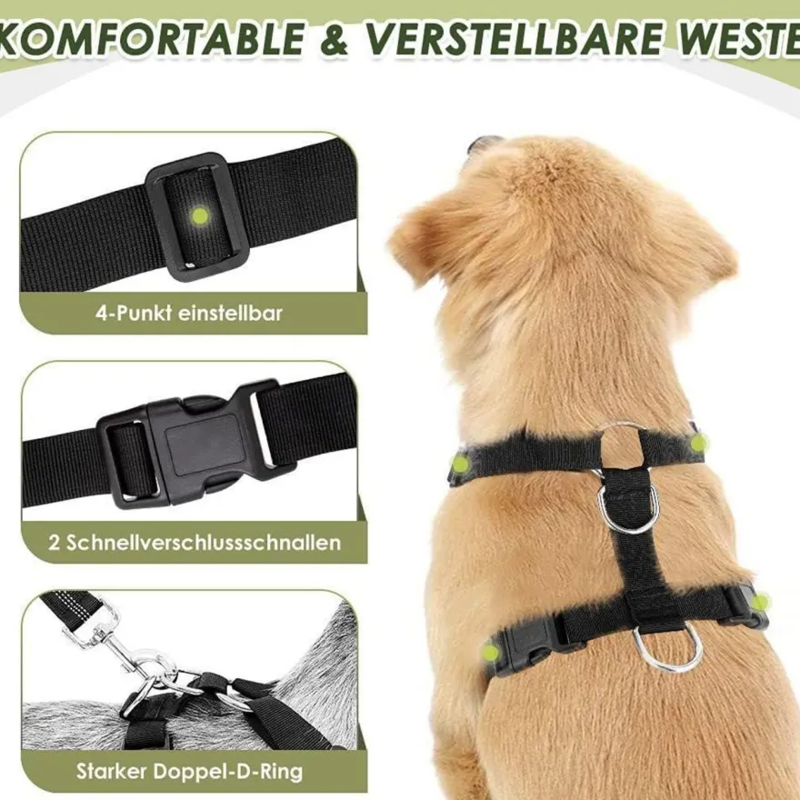 Eyein Hundegeschirr mit Sicherheitsgurt für Auto, atmungsaktiv, verstellbar