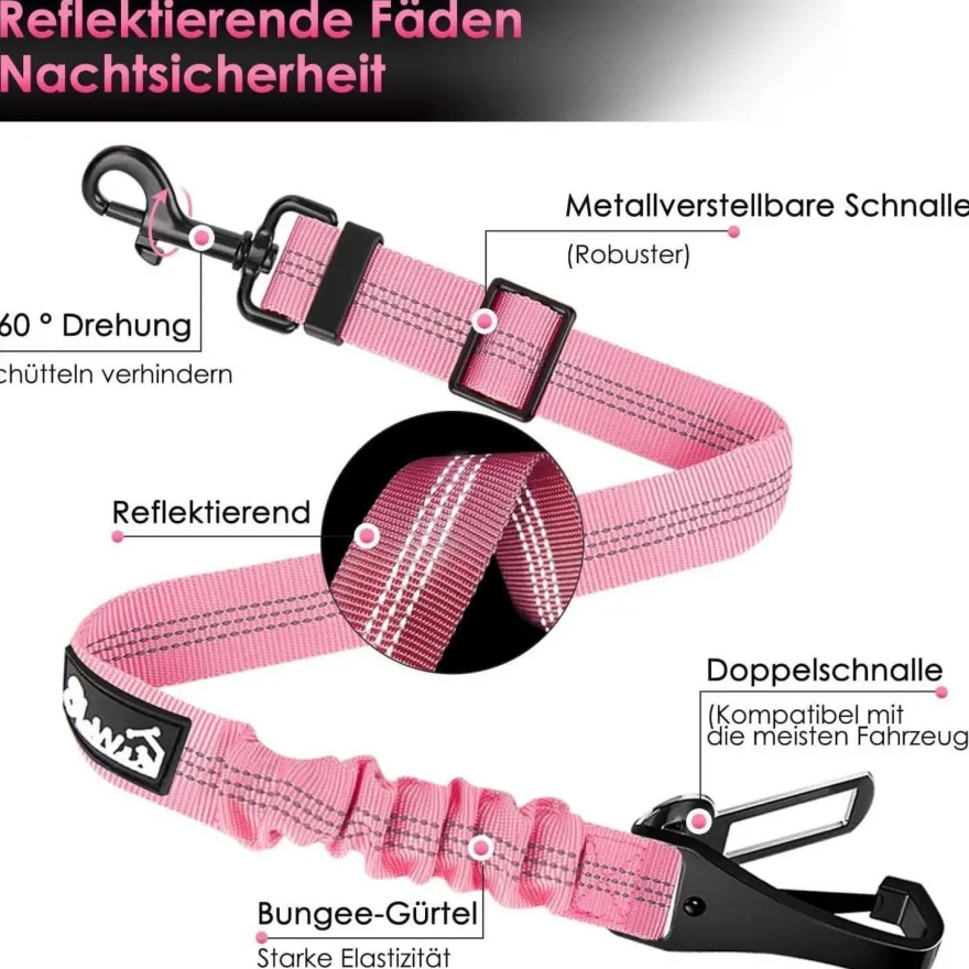 Eyein Hunde Sicherheitsgurt für Auto, verstellbar mit elastischer Ruckdämpfung