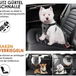 Eyein Hunde Sicherheitsgurt für Auto, Verstellbarer Anschnallgurt mit