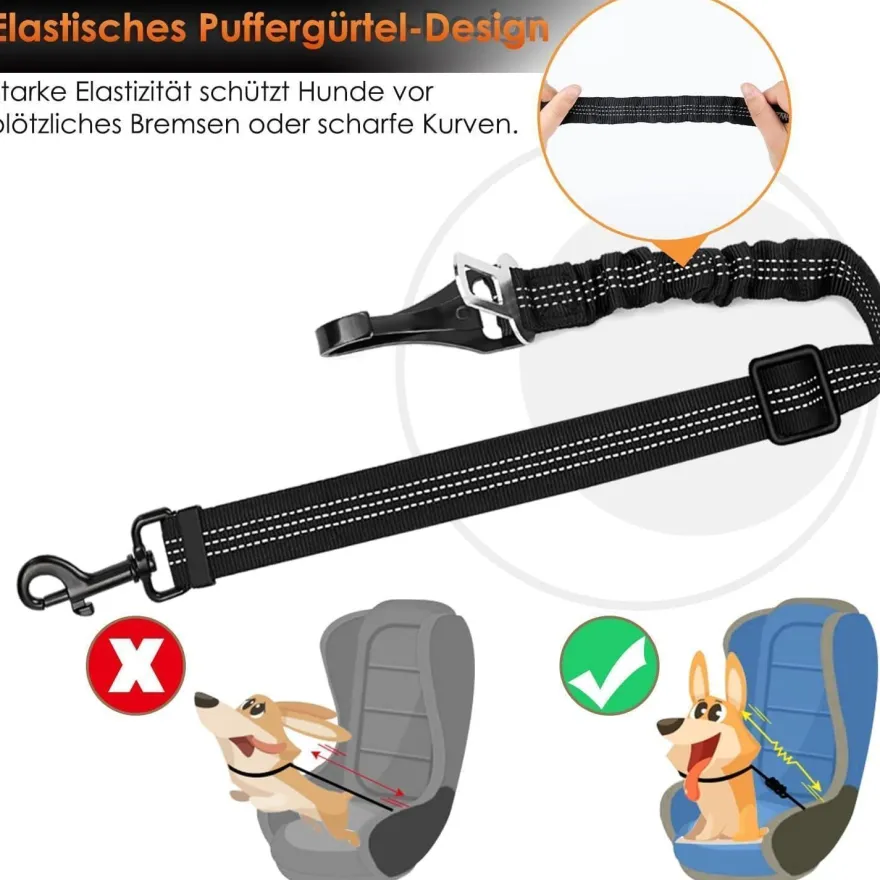 Eyein Hunde Sicherheitsgurt für Auto, Verstellbarer Anschnallgurt mit