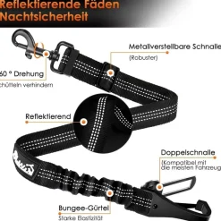 Eyein Hunde Sicherheitsgurt für Auto, Verstellbarer Anschnallgurt mit