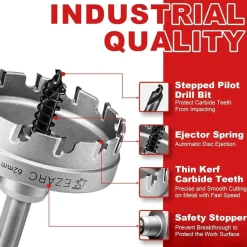 EZARC Hartmetall Lochsäge 75mm - Leistungsstarker Lochöffner für Edelstahl und