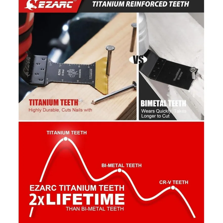EZARC 3tlg Titan Multitool Sägeblätter - Oszillierend, Universal Schnellwechsel