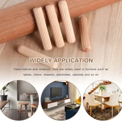 Faankiton 250 Stück Holzdübel Set 8x40mm, Riffeldübel aus Buche für Möbel und