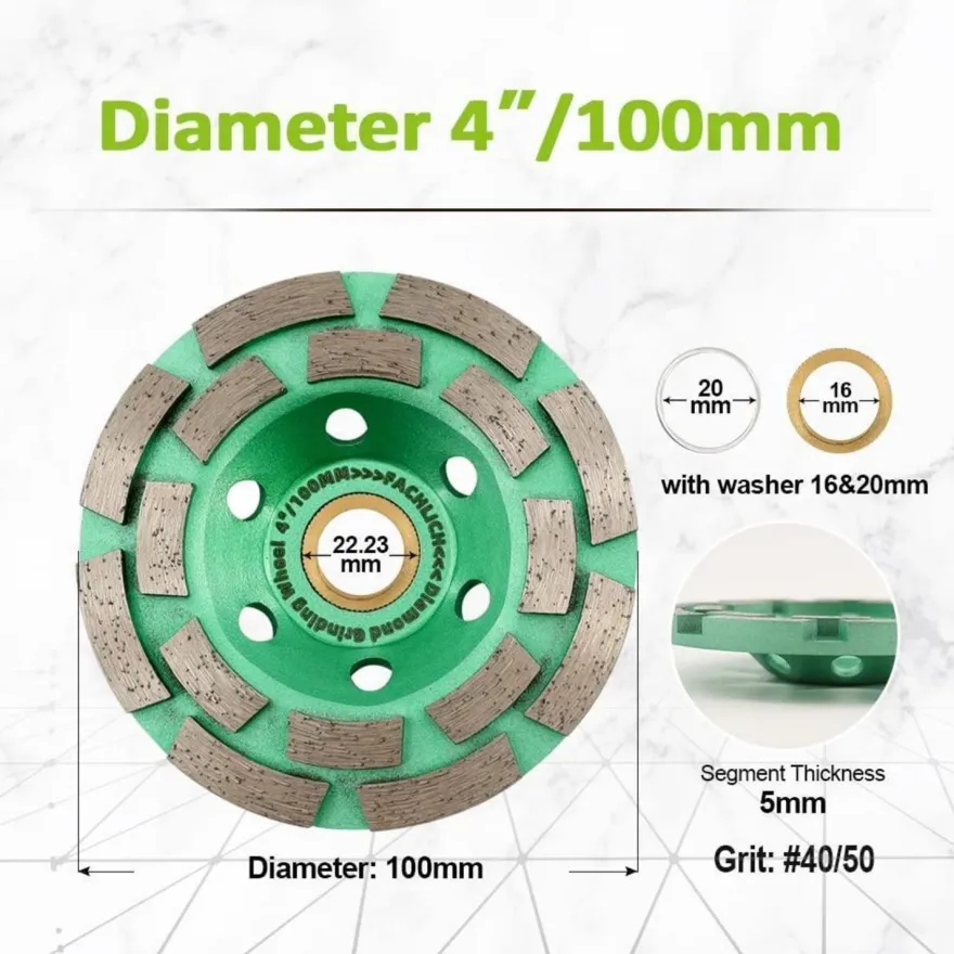 Fachlich Diamant Schleiftopf 100mm Doppelreihe für Beton, Mauerwerk, Granit