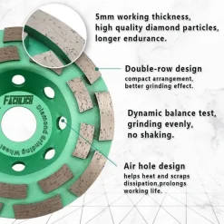 Fachlich Diamant Schleiftopf 100mm Doppelreihe für Beton, Mauerwerk, Granit