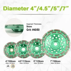 Fachlich 115mm Diamant Schleiftopf Doppelreihe für Beton, Mauerwerk, Granit