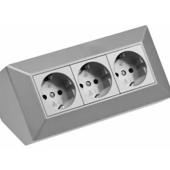 3fach Steckdosenblock silber Aufbaumontage Steckerleiste Mehrfachstecker 45°