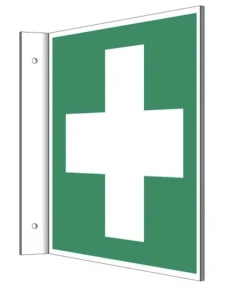 Fahnenschild Erste Hilfe Kreuz Kunststoffplatte 15x15cm nachleuchtend