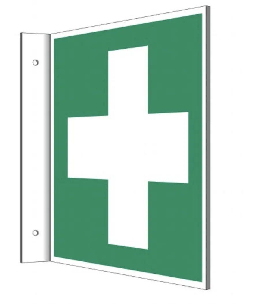 Fahnenschild Erste Hilfe Kreuz Kunststoffplatte 15x15cm nachleuchtend
