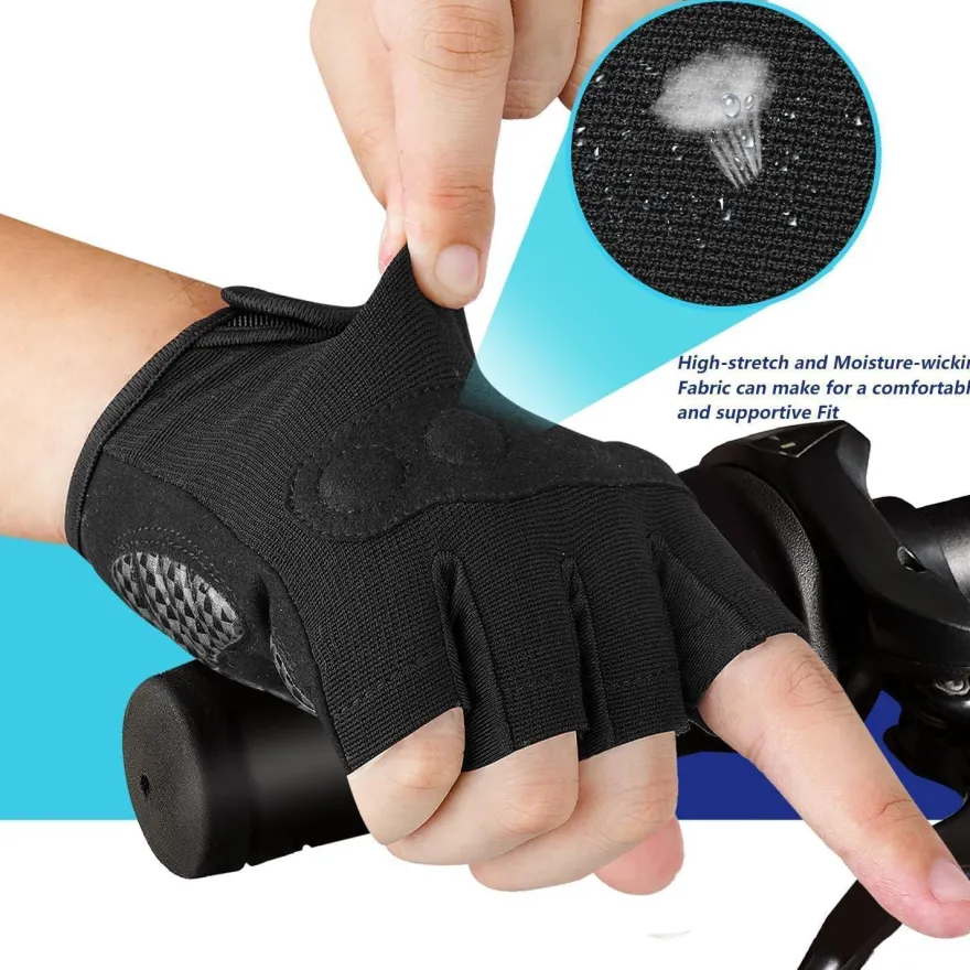 Fahrradhandschuhe Herren Damen Halbfinger Atmungsaktiv Stoßdämpfend XL