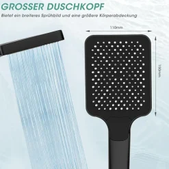 Fasdunt Hochdruck Duschkopf mit 2M Schlauch, Regendusche, Wassersparend 40