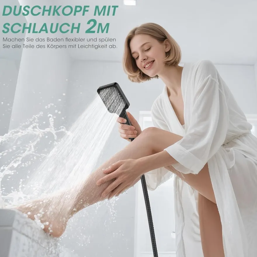 Fasdunt Hochdruck Duschkopf mit 2M Schlauch, Regendusche, Wassersparend 40