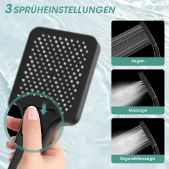 Fasdunt Hochdruck Duschkopf mit 2M Schlauch, Regendusche, Wassersparend 40