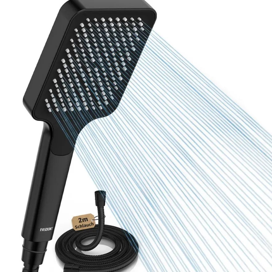 Fasdunt Hochdruck Duschkopf mit 2M Schlauch, Regendusche, Wassersparend 40