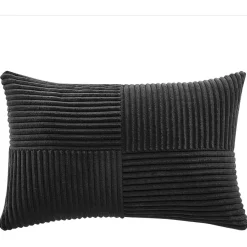 FDTERN 2er Set Kissenbezüge 30x50cm Schwarz Kordsamt Weich Moderne Dekorative