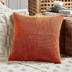 FDTERN 2er Set Kord Kissenbezüge 40x40CM Karamell, Weich & Modern für Sofa