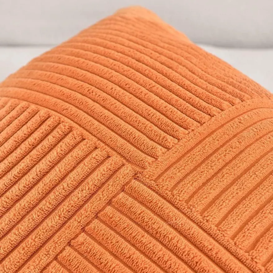 FDTERN 2er Set Kordsamt Kissenbezüge 30x50cm Orange - Weich, Modern, Boho