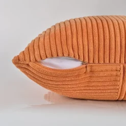 FDTERN 2er Set Kordsamt Kissenbezüge 30x50cm Orange - Weich, Modern, Boho
