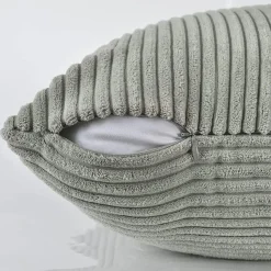 FDTERN Kordsamt Kissenbezüge 65x65 cm, 2er Set, Hellgrau