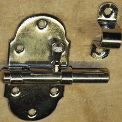 Feder - Grendelriegel vernickelt mit Schlaufe 47 mm breit x 85 mm hoch x 28 mm Hub