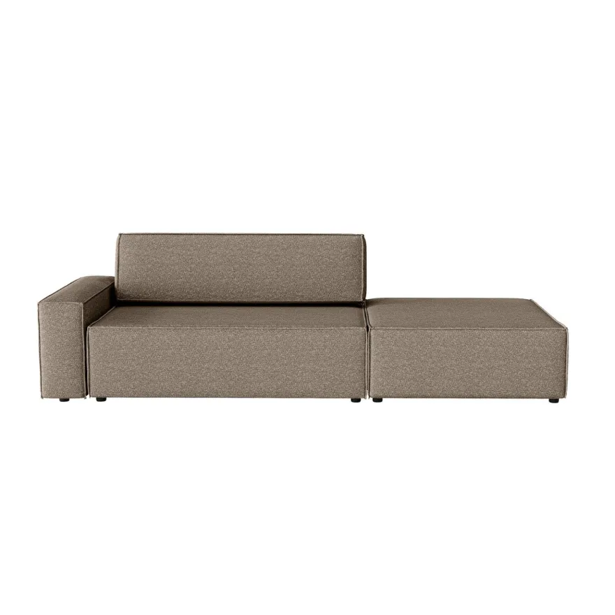 FEDVE Lummo Si Ecksofa mit Schlafcouch, Stauraum und abnehmbarem Pouf