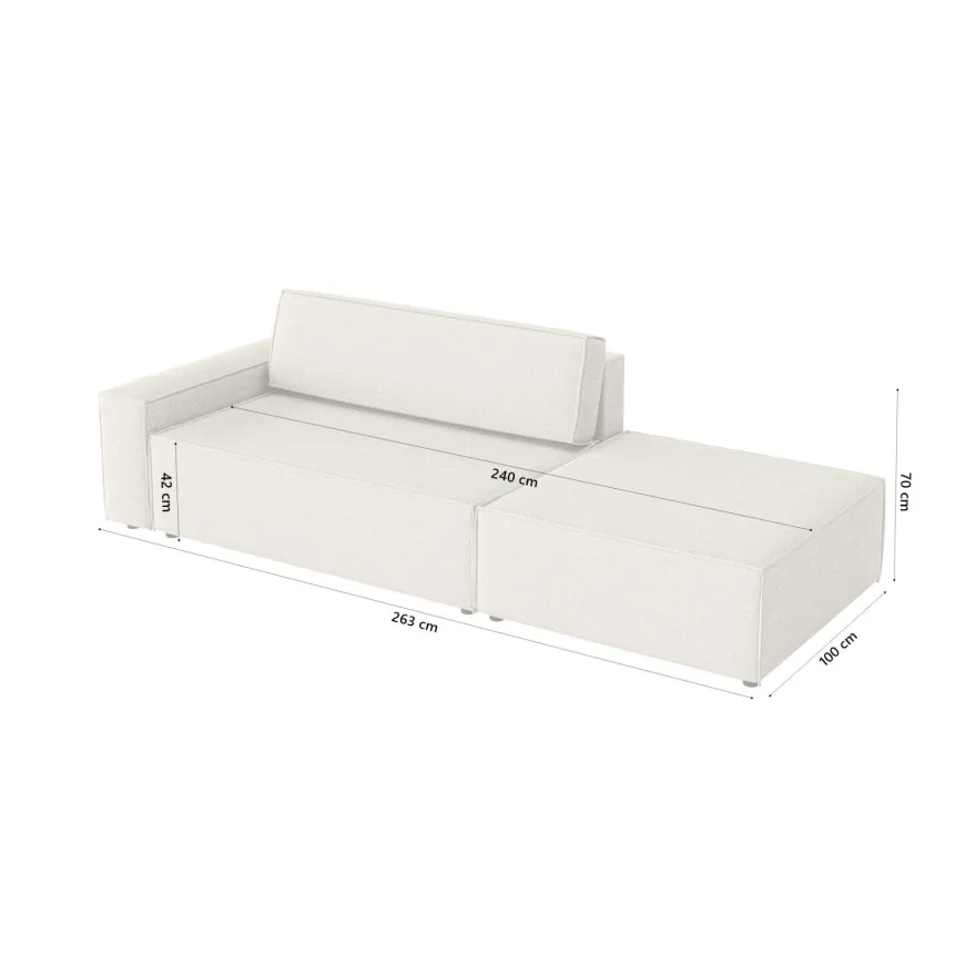 FEDVE Lummo Si Ecksofa mit Schlafcouch, Stauraum und abnehmbarem Pouf