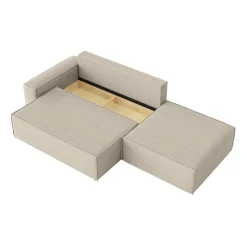 FEDVE Lummo Si Ecksofa mit Schlafcouch, Stauraum und abnehmbarem Pouf