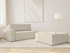 FEDVE Lummo Si Ecksofa mit Schlafcouch, Stauraum und abnehmbarem Pouf