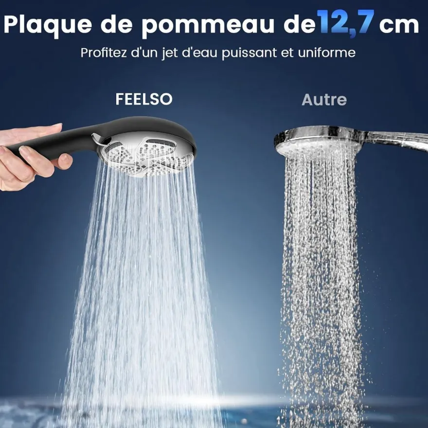 FEELSO Duschkopf mit Filter, 7 Strahlarten, Wassersparend, Hochdruck, inkl