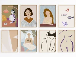 Feminine Porträt Poster · Geschenkidee · Feminine Figuren Körperkunst Maritim