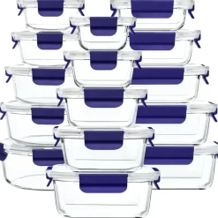 Fenger Meal Prep Boxen aus Glas mit Deckel, 15er Set, Mikrowellen-, Gefrier
