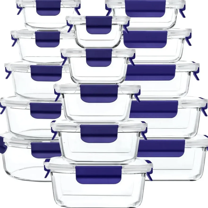 Fenger Meal Prep Boxen aus Glas mit Deckel, 15er Set, Mikrowellen-, Gefrier