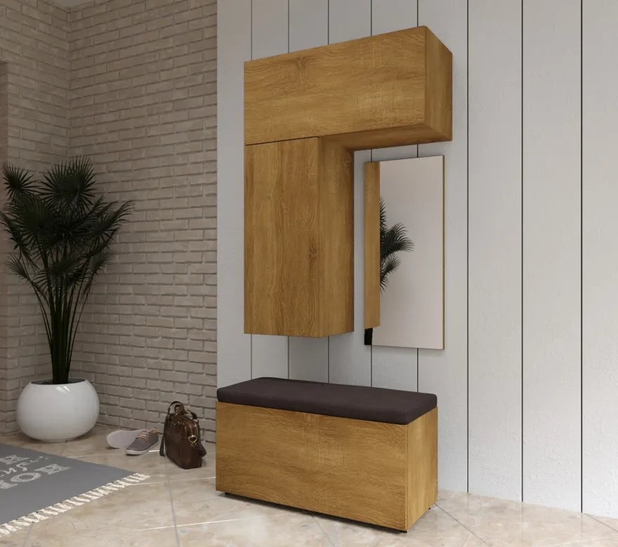 F10 Flur Dielenmöbel Garderobenschrank Dielenschrank Schuhschrank Flurmöbel Spiegel